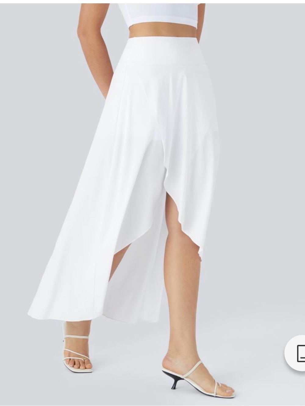 HALARA White High-Low Asymmetrical Maxi Skirt